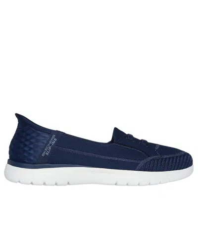 Skechers Hands Free Slip-ins On The Go Flex Top Notch Womens Round Closed Toe Slip-on Shoe In Navy,gray