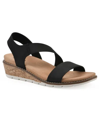 Cliffs By White Mountain Women's Tinnley Wedge Slip-on Sandals In Black Nubuck