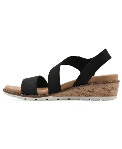 Cliffs By White Mountain Women's Tinnley Wedge Slip-on Sandals In Black Nubuck
