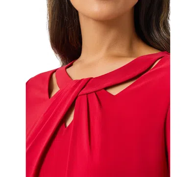 Kasper Petite Twist-neck Top In Red