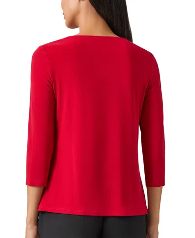 Kasper Petite Twist-neck Top In Red