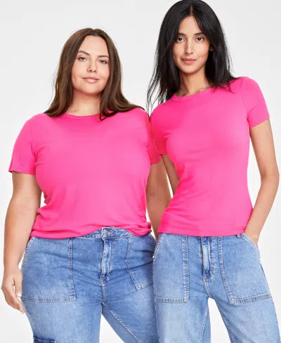 On 34th Women's Ribbed T-shirt, Xxs-4x, Created For Macy's In Pink