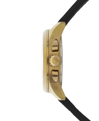 Avi-8 Men's Spitfire Lock Chronograph Black Leather Strap Watch, 42mm In Black