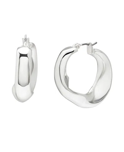 Robert Lee Morris Soho Sculpted Medium Hoop Earrings In Silver