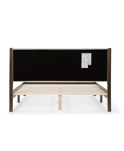 Furniture Of America Adin Queen Size Boucle Fabric Upholstered Bed In White And Dark Walnut