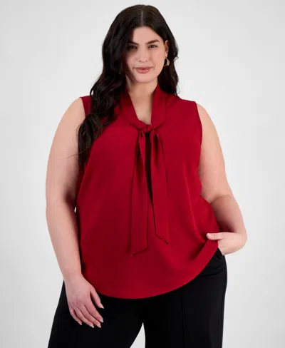 Kasper Plus Size Bow Top In Red