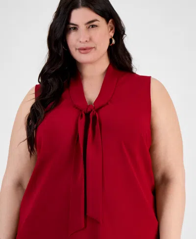 Kasper Plus Size Bow Top In Red