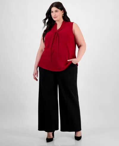 Kasper Plus Size Bow Top In Red