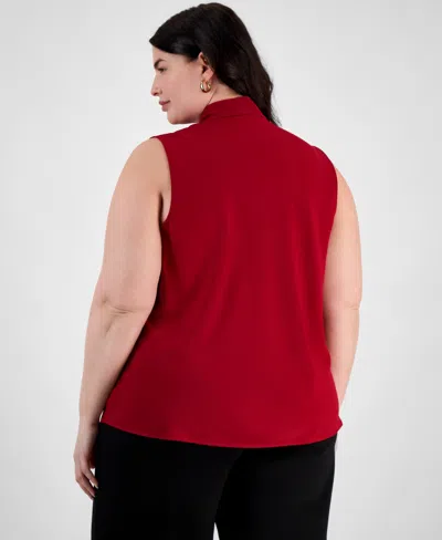 Kasper Plus Size Bow Top In Red