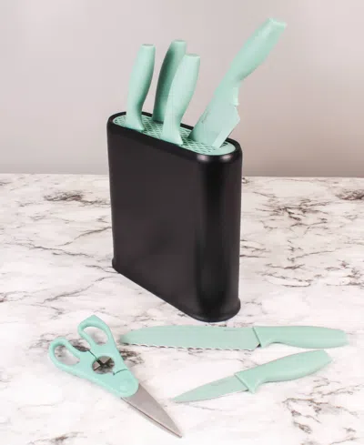 Berghoff Leo 8-piece Kitchen Knife Set With Universal Knife Block In Mint
