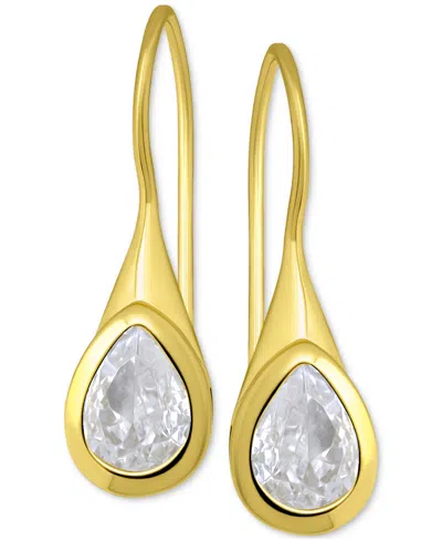 Giani Bernini Cubic Zirconia Pear Bezel Fish Hook Drop Earrings, Exclusively At Macy's In Gold