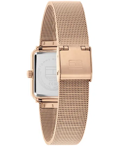 Tommy Hilfiger 21.3mm Crystal Accent Square Dial Watch In Carnation Gold
