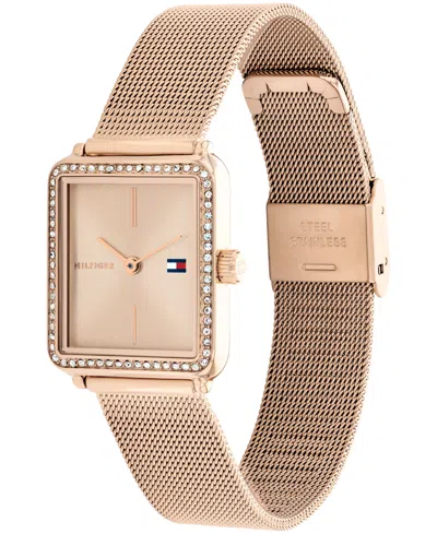 Tommy Hilfiger 21.3mm Crystal Accent Square Dial Watch In Carnation Gold