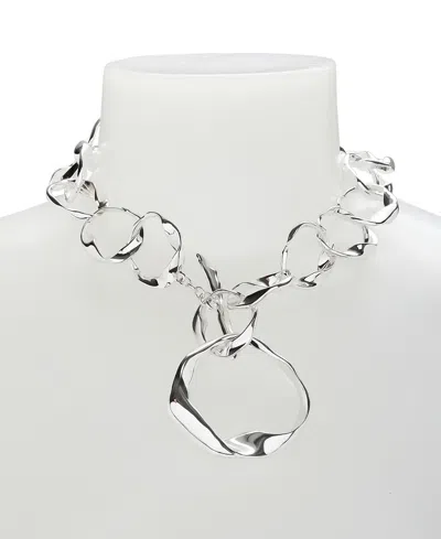 Robert Lee Morris Soho Sculpted Link Collar Necklace In Silver