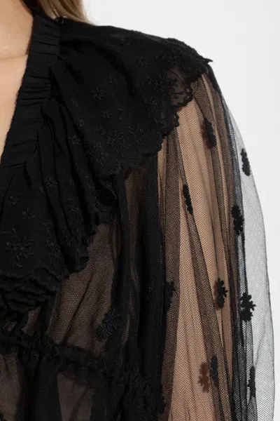 Chloé Cropped-spitzentop Mit V-ausschnitt In Black