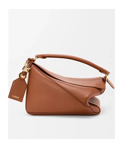 Loewe Small Leather Featherlight Puzzle Top-handle Bag In Brown