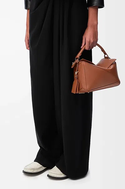 Loewe Small Leather Featherlight Puzzle Top-handle Bag In Brown