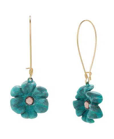 Robert Lee Morris Soho Faux Stone Patina Flora Dangle Earrings In Green Patina,gold