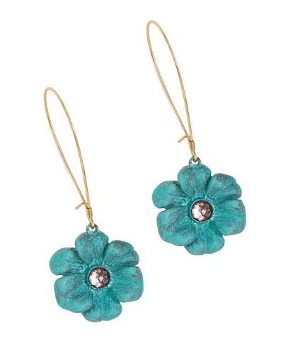Robert Lee Morris Soho Faux Stone Patina Flora Dangle Earrings In Green Patina,gold