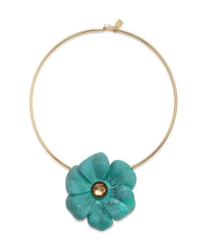 Robert Lee Morris Soho Faux Stone Patina Flora Wire Necklace In Green Patina,gold