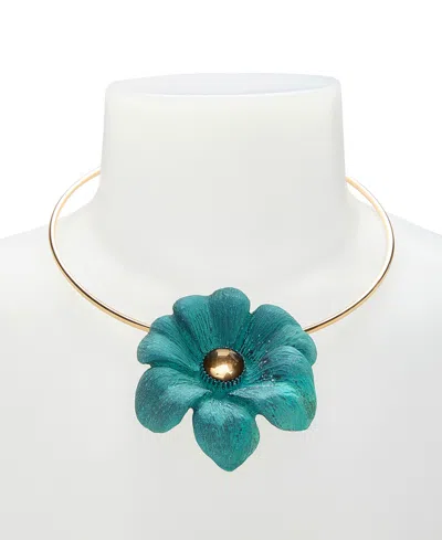 Robert Lee Morris Soho Faux Stone Patina Flora Wire Necklace In Green Patina,gold