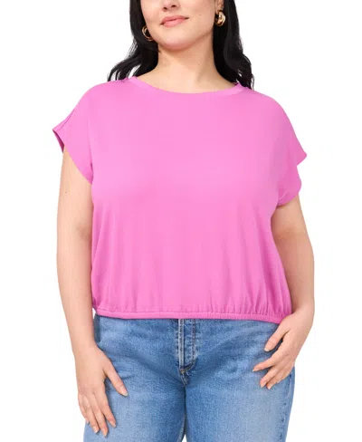 Vince Camuto Plus Size Elastic-hem Cap-sleeve Top In Violet Blush
