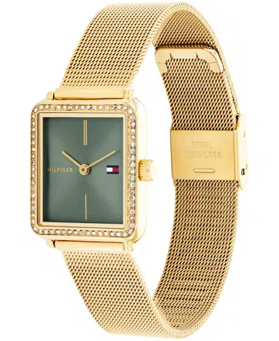 Tommy Hilfiger 21.3mm Crystal Accent Square Dial Watch In Gold
