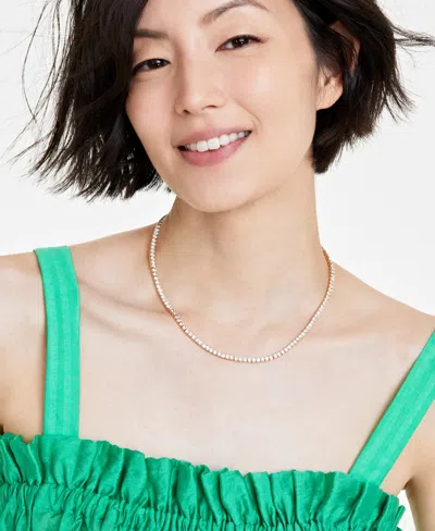 On 34th Crystal All-around Tennis Necklace, 15" + 2" Extender, Exclusively At Macy's In Gold