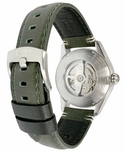 Avi-8 Men's Spitfire Smith Automatic Green Leather Strap Watch, 42mm In Green
