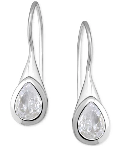 Giani Bernini Cubic Zirconia Pear Bezel Fish Hook Drop Earrings, Exclusively At Macy's In Silver