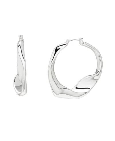 Robert Lee Morris Soho Sculpted Large Hoop Earrings In Silver