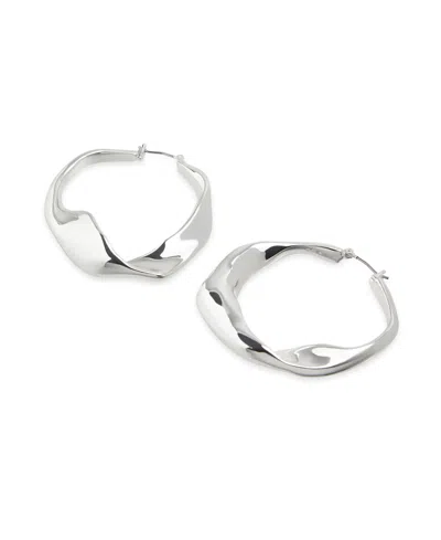 Robert Lee Morris Soho Sculpted Large Hoop Earrings In Silver