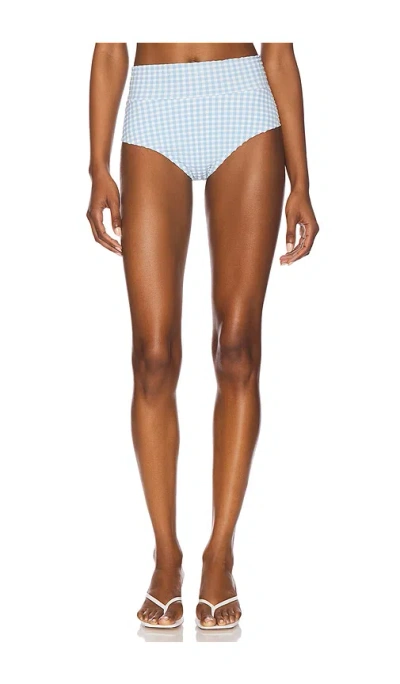 Montce Added Coverage High Waist Bikini Bottoms In Peri Micro Gingham