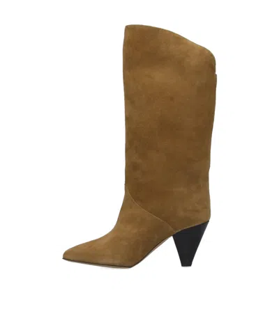 Isabel Marant Heel Cone Knee Pointed Suede In Brown