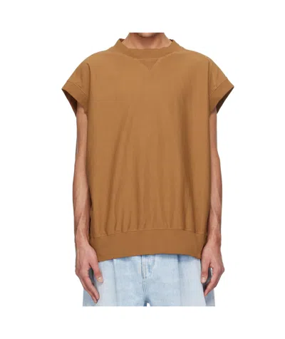Hed Mayner Cap Sleeve Sweatshirt In Yellow-brown
