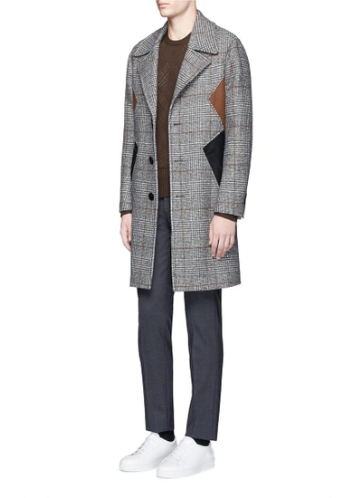 Shop Neil Barrett Slim Fit Colourblock Glen Plaid Coat