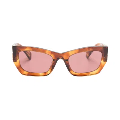Pre-owned Miu Miu Rectangular Sunglasses 'striped Tobacco/dark Violet' In Multi-color