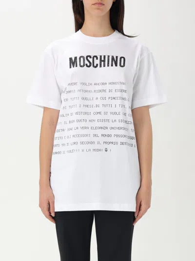 Moschino White Cotton T-shirt With Logo In Multi