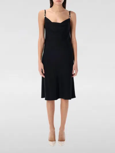 Versace Satin Mini Dress With Safety Pin Detail In Black