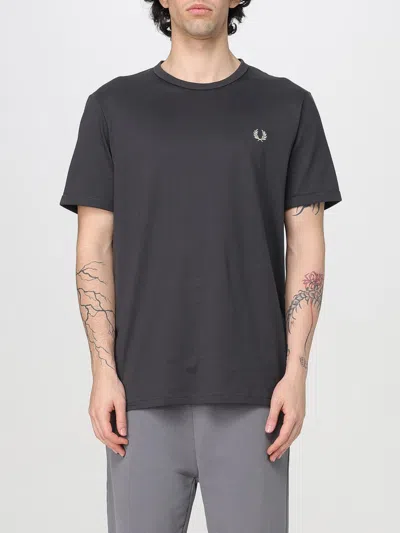 Fred Perry Ringer T-shirt In Charcoal