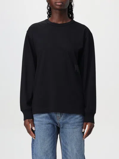 Alexander Wang T T By Alexander Wang Classic Crew Neck T-shirt With Subtle Logo Detail In Schwarz