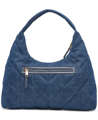 Karl Lagerfeld Voyage Quilted Denim Hobo Bag In Washed Denim