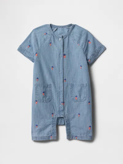 Gap Baby Peter Rabbit™ Chambray Shorty One-piece In Chambray Print