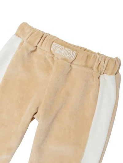 Fendi Chenille Trousers In Neutrals