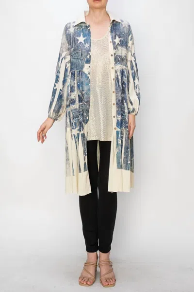 Origami Oversized Jacket With Lace In Denim In Multi