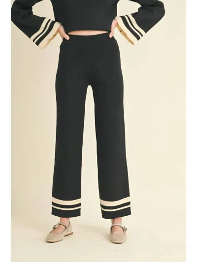 Miou Muse Mood Shift Stripe Detail Pants In Black/cream In Multi