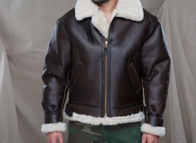 Cloud Nine Mens Sheepskin Bomber Coat In Brown Leather In Brown
