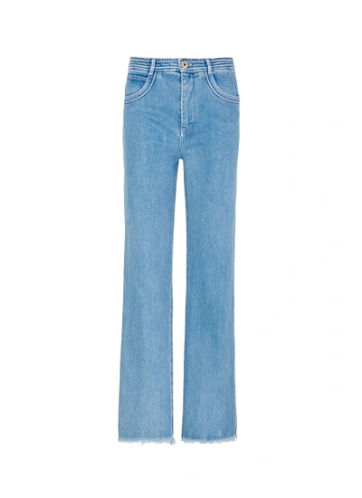 Shop Chloé Frayed Cuff Cotton Jeans