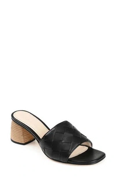 Journee Signature Women's Kellee Woven Block Heel Sandals In Black