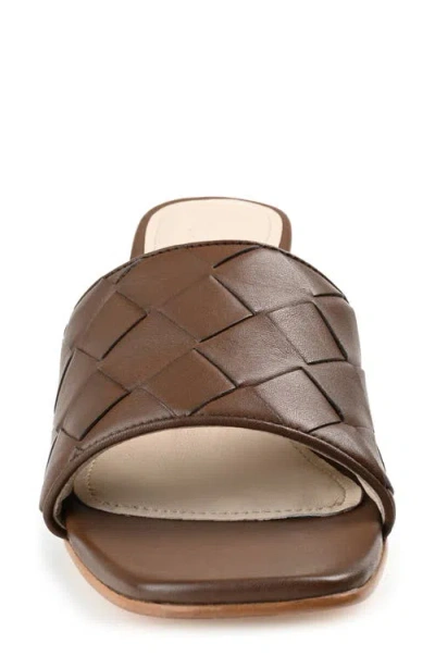 Journee Signature Women's Kellee Woven Block Heel Sandals In Brown